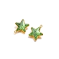 Star-shaped green crystal pendants with golden stainless steel frames and ring hooks - Grass Green