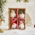 Set of 4 Christmas gnome ornaments in beige green red and pink with knit hats - 4-Piece Multicolor Hanging Set Style K