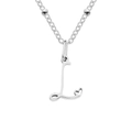 Elegant silver stainless steel beaded chain necklace featuring letter L heart pendant design - Letter L / Silver