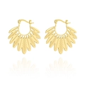 Elegante goldene Ohrhänger in Blattform mit einem böhmischen Feder-Fächer-Design - Goldfeder Fächerstil (SE22112208)