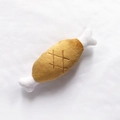 Plush chicken leg pet toy in brown and white with textured soft grid fabric - Double Head Chicken Leg