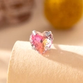 Pendiente de corazón 8mm con circón degradado rosa y amarillo en acero de titanio plata - Estilo Corazón Amarillo Rosa Rojo (A350-2#) / 8mm (Pieza Única)