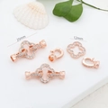 18K rose gold pearl clasp with white zircon clover design in 12mm and 25mm sizes - Clover / Rose Gold
