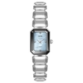 GEDI square quartz watch with silver geometric metal band and blue mother-of-pearl dial - Silver Blue Mother of Pearl