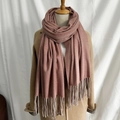Double-sided rose red cashmere-feel scarf with twill texture and fringed edges - 33# Twill Mauve