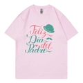 Pink Father's Day T-shirt with Feliz Dia del Padre print and mustache graphic - XS / Tops / Pink