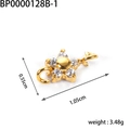 Golden flower-shaped stainless steel pendant connector with sparkling zircon stones - BP0000128B-1-Gold White Stone Multi Petal Flower