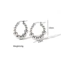 Orecchini a cerchio con perline in acciaio argentato diametro 2,0 cm e finitura lucida - Stile 2.0cm / Stile Argento (YYE023701-P)