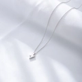 S925 sterling silver minimalist lightning bolt pendant necklace on elegant white silk fabric - 925 Silver / Silver