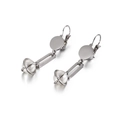 Orecchini geometrici pendenti in argento con maglie lunghe e pendenti di perle bianche - Gabbia Argentata Perla Bianca (KE88415-KFC)