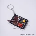 Miniatur-Grill-Schlüsselanhänger mit Fleisch-, Auberginen- und Maisschmuckmodell - Auberginen & Krabbenschere Grillplatte - Mit Schlüsselring