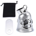 Silver punk brass knuckles guardian bell set with a black velvet pouch and metal tag - Steel Color (Bell + Bag + Metal Plate)