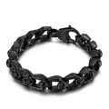 Pulsera para hombre de acero negro 316L con eslabones grabados de calaveras góticas - Negro (KB125351-BDJX)