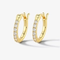 Eleganti orecchini a cerchio in argento 925 dorato con pietre di zircone bianco - Strass Bianco (5191138805172) / Argento 925 / Oro