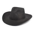 Cappello di paglia nero a tesa larga con protezione solare e dettaglio trama intrecciata - M(56-58cm) / Nero