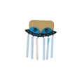 Quirky acrylic alien and blue UFO earrings with vibrant hanging tassels on display card - Blue UFO Alien Tassel Style(15C132)