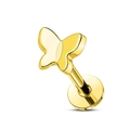 Piercing labret a farfalla dorata lucida in titanio F136 per orecchio e labbra - 1.2*8mm (M0.9) / Oro