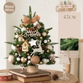 Mini 45cm white Christmas tree with LED lights and 17 festive ornaments for table decoration - 45cm Mixed Leaf Set White Wood