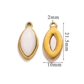 White marquise natural stone pendant in gold stainless steel frame 21.5x10mm size - Agate
