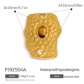 Irregular gold stainless steel pendant featuring brown stone and small white diamond - Brown Round Stone Irregular Hammered Pendant (PJ92564A)