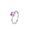 S925 Sterlingsilber Ring mit quadratischem Farbverlauf-Edelstein in klassischer Fassung - Kissenform / US-Größe 5