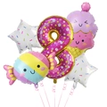 Détail du ballon chiffre 8 donut avec ballons en aluminium glace et bonbons de fête - Style Numéro 8
