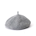 Classic grey wool beret for women with a minimalist soft felt texture on white background - Adjustable / Medium Grey
