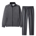 Men's dark gray two-piece tracksuit with stand collar jacket and drawstring pants - XS / Gray