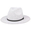 Light gray wool fedora hat featuring a black band with double row metallic rivets - Dove Grey