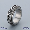 Anillo giratorio vikingo de acero inoxidable plateado de 8mm con grabados de runas - US 6 / Color Acero (KR110119-K)