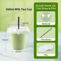 360ml transparent plastic coffee cup with dome lid, straw and anti-spill paper set - 360ml With Dome Lid Straw and Leak-proof Paper