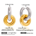Classic two-tone stainless steel hoop earrings in gold and silver finish with dimensions - Two Tone Hoop Style (JDE0110024-PS)