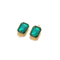 Rectangle emerald green crystal pendant with gold plating and sharp facets - 12x18mm / Green Rounded Rectangle Gemstone