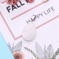 Waterdrop shaped watermelon crystal faceted stone pendant with metallic bail on card - White Jade
