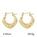 Boucles d'oreilles créoles dorées en C avec texture martelée, taille 19mm et poids 6g - Style Martelée Or (KE104102-LM)