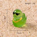 Mini transparent green duck with sunglasses and gold chain for micro landscape DIY - Green