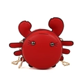 Petit sac crabe rouge en cuir grainé avec bandoulière chaîne dorée pour femmes - Rouge Grand