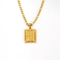 18K gold plated stainless steel Figaro necklace with hollow letter G rectangle pendant - Letter G (SP598G-G)