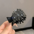 Elegante molletta a nido d'uccello nera con strass scintillanti per code di cavallo alte - Corona Nera
