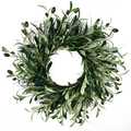 Artificial olive leaf wreath with green fruits for Christmas door wall hanging decoration - 180CM Olive Garland (With Light)