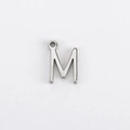 Polished silver stainless steel letter M pendant for DIY jewelry making with top ring - M (Bracelet Accessory) / Steel