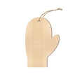 Blank mitten-shaped wooden tag with natural grain and jute string for DIY crafts - Gloves