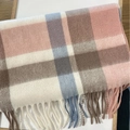 Klassieke wollen geruite sjaal voor dames in roze, blauw en bruin met franjes - 180cm / Blauw Roze Geruit