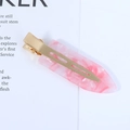 Pink marble texture hair clip with gold metal duckbill design on magazine background - 43# 7cm Pink Marble