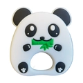 Funny panda shaped silicone baby teether with easy-grip hole and bamboo detail - Panda Teether / White