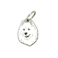 Cartoon Samoyed dog charm pendant with white enamel finish and silver metal key ring - 25 Samoyed