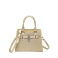 Sac bandoulière en similicuir champagne doré avec strass brillants et fermoir métal - Doré