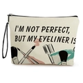 Canvas-Kosmetiktasche mit 'I'M NOT PERFECT' Spruch und schwarzem Tragegriff - Eyeliner-Spruch Illustration (Stil 1)