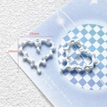 Detail of a white alloy heart pendant with pearl accents and 24x25mm dimensions - 35# White Pearl Abstract Heart