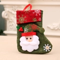 Felt Christmas stocking featuring a 3D Santa Claus and snowflake patterns in green and red - Snowflake Small Stocking-Santa Claus